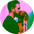 Man kissing his dog