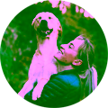 Woman holding her dog