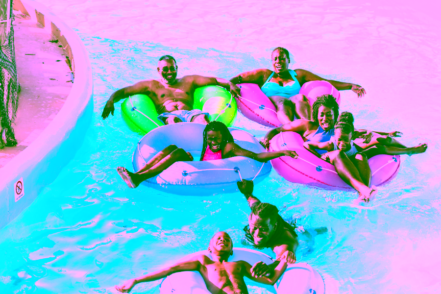 Family at a a water park