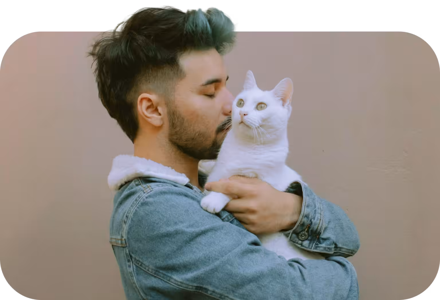 Man and emotional support cat